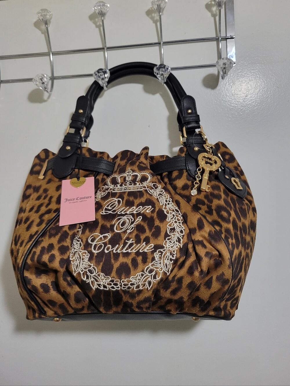 Juicy Couture Leopard Print 'Queen of Couture' Tote - Brown/Black